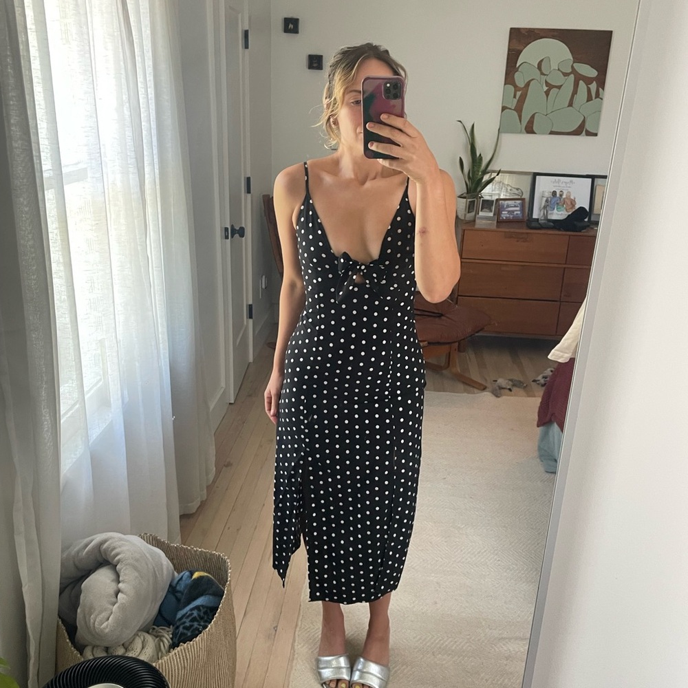 Elegant Black Polka Dot Dress